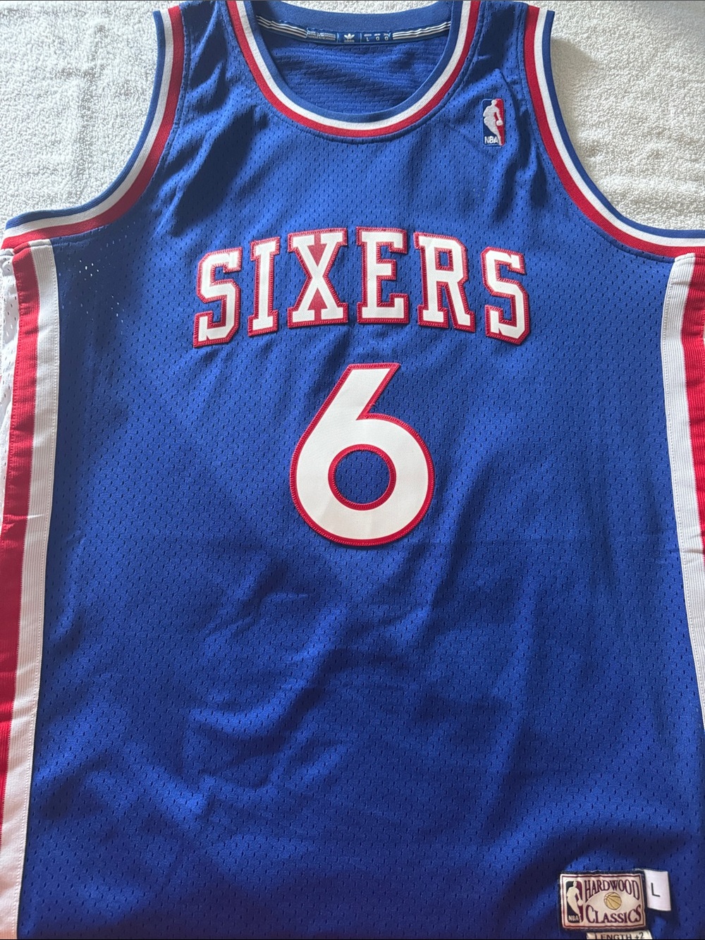 Adidas Philadelphia Sixers 76ers Blue Jersey w Red & White Trim- Julius Erving